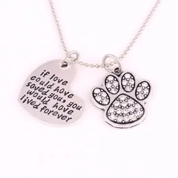 HS29 Gdyby miłość mogłaby cię uratować, żyłbyś na zawsze Serce Charm Crystali Crystal Alloy pasujący do DIY Dog lub Cat lub Bear Pet Naszyjnik2029