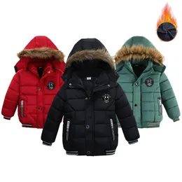 Down Coat Autumn Winter Boys Jacket Keep Warm Baby Hooded Zipper Fashion Fur Collar Outerwear 2 3 4 5 6 Years Kids Clothes 231204