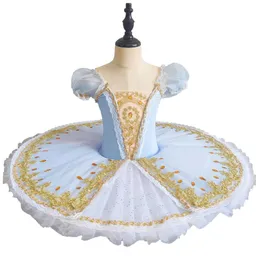 Stage Wear Children's Ballet Dress Meninas Luz Azul Tutu Saia Institucional Desempenho Jardim de Infância Gaze Fofa