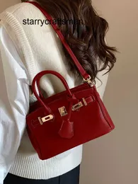 Genuine Leather Bags Handheld Red Bridal Wedding Bag for Women's 2023 New High Quality Small Group One Shoulder Crossbody