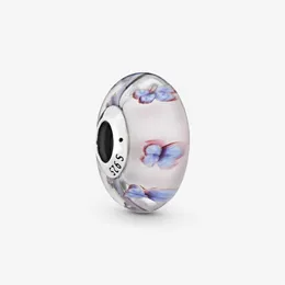 Nueva llegada 925 plata esterlina mariposa rosa cristal de Murano encanto ajuste original pulsera de encanto europeo accesorios de joyería de moda 269c