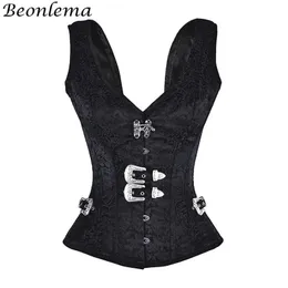 Andra trosor beonlema svart gotiska korsett sexiga bustier kvinnor stål ben steampunk korsetter överbust goth Korse topp vintage femme korsett 231204