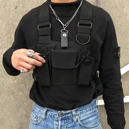 Sacos de cintura funcional saco de peito tático unisex moda hip hop colete streetwear pacote preto rig2480