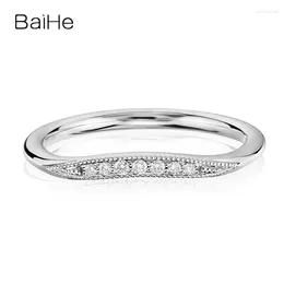 Cluster Rings BAIHE Solid 18K White Gold 0.05ct H/SI Natural Diamond Ring Women Wedding Proposal Trendy Fine Jewelry Making Anel Cincin