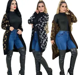 Nuevo diseñador de lujo cárdigans para mujer suéteres chaqueta de punto casual mujer Navidad flores impresas de moda abrigo de suéter de longitud media