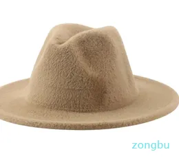 Basker hatt hattar för kvinnor man ull lyx tjock solid kvinnor breda grim casual bröllop dekorera sombrero chapeau femme luxe