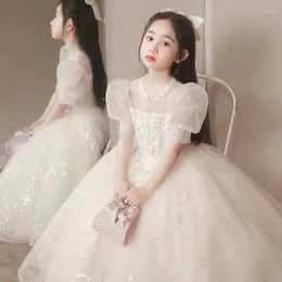 Girl Dresses Flower Boy High End Bubble Sleeve Embroidered Pengpeng Princess Dress Wedding Ball Piano Performance Birthday Party