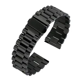 Uhrenarmbänder Hochwertiges schwarzes Edelstahlband, kreisförmiges Armband, fester Faltverschluss mit Sicherheits-Unisex-Armbanduhrarmband, 20 mm, 22 mm, 239 W