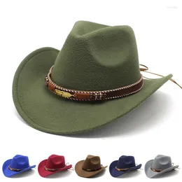 Berets Fashion Fedora Hats Women Men Trilby Caps Fedoras Belt Jazz Hat Cowboy Cap Felt Blower Adult Chapeau Cocked
