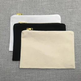 Bolsa de lona em branco com zíper, 7x10 polegadas, 100% algodão, organizador de maquiagem para viagem, grande bolsa cosmética, suporte de maquiagem para impressão de tela 262j