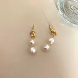 Dangle Earrings Natural White Baroque Pearl 18k Eardrop FOOL'S DAY Ear Stud Beautiful Freshwater Cultured Christmas