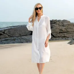Maillots de bain pour femmes 2023 coton crème solaire bikini cache-ups chemise d'été femmes maillot de bain plage couvrir robes de plage