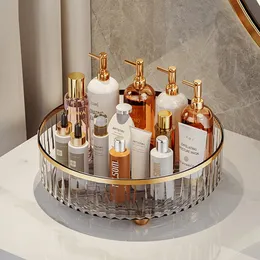 Cosmetic Bags Cases Rotating Perfume Organizer For Dresser Light Luxury Skincare PET Bathroom Storage Tray 231204