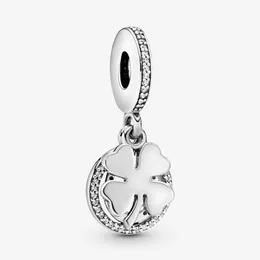 100% 925 Sterling Silver Lucky Four-Leaf Clover Dangle Charms Fit Original European Charm Armband Fashion Women Jewelry Accessori266i