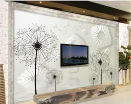 Wallpapers Custom Po Wallpaper 3D Stereoscopic Dandelion TV Setting Wall Of Sitting Room Sofa