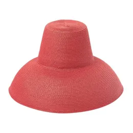New Women Wide-Brimmed Straw Hat Fashion Stage Catwalk Concave Shape Fedora Hats Summer Beach Lanyard Sun Protection Cap YL5177H