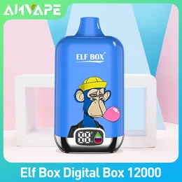 Oryginalne pudełko elf cyfrowe 12000 dmuchy jednorazowe pasy penu Vape Ed Pigarette 0/2/3/5% NIC z 500 mAh cewkę z siatki akumulatorowej 25 ml Prefild Podat