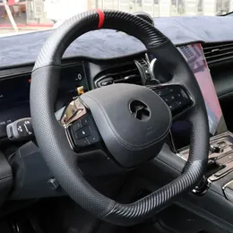 Steering Wheel Covers For NIO ES6 ES8 EC6 Braid Car Cover Customize Hand Sewing Suede Carbon Fiber Leather Accessorie Wrap
