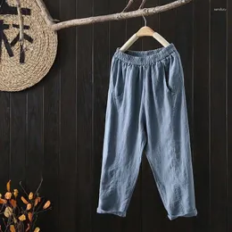 Women's Pants Clothing Harlan Trousers Summer Style Retro Casual Thin Imitation Cotton Elastic Waist Radish Fashion
