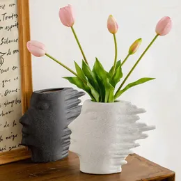 Вазы Скандинавские абстрактные керамические вазы для лица, украшения для гостиной, обеденный стол, цветочная композиция, контейнер, аксессуары для украшения дома