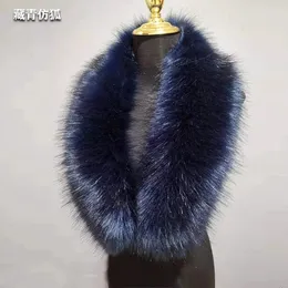 Scialli di alta qualità collo in pelliccia finta donna inverno caldo accessori 90 * 20 cm lusso uomo piumini cappuccio pelliccia decorazione scialle scialle 231204