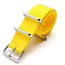 Watch Bands 2021 Whol Nylon Watchband Belt 18mm 20mm 22mm 24mm Strap Yellow Steel Deploy Clasp233u