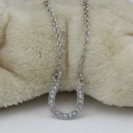 Novidade colar de sapato de cavalo para mulheres joias de ferradura equestre de chumbo e níquel feitas de liga de zinco com cristais checos276u