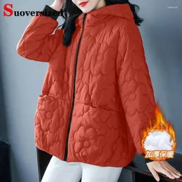 Rów damskich Płaszczy Oważnie swobodny wiatrówek z kapturem zagęszczony bawełniany wyściełany ciepły koreański Koreański duży rozmiar 4xl zima elegancka kurtka parkas