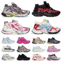 Роскошные брендовые мужские и женские классические туфли Runner 7, все черные, белые, серые, розовые, синие, зеленые, женские, роскошные дизайнерские кроссовки, кроссовки, большой размер 46