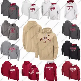 Pulôver masculino Colosseum Cream Alabama Crimson Tide Resistance pulôver com capuz com cadarço personalizável qualquer nome ou número Preto BRANCO Feminino Juventude todo costurado Force Air