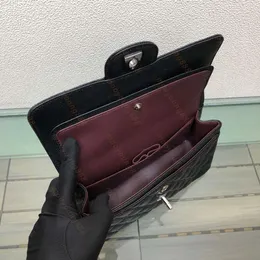 10A 10A Borsa piccola con doppia patta di qualità superiore 25CM Designer di lusso Vera pelle di caviale Pelle di agnello Borsa classica tutta nera Borsa trapuntata Borsa a tracolla Borsa dorata Portafoglio Cha