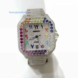 Mode Herren Luxus Armbanduhr Moissanit Silber farbige Diamant Sustom Uhr