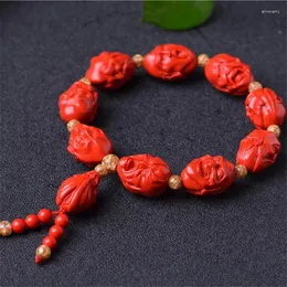 Strand 2023 budismo cinábrio pulseira feminino vermelho feito à mão pingente criativo anual