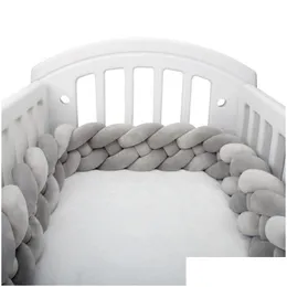 Bettwäsche-Sets 2M Baby-Stoßfänger-Bett-Geflecht-Knoten-Kissen-Kissen-Massivfarbe für Säuglings-Krippen-Schutz-Kinderbett-Raum-Dekor-Tropfen-Schiffs-Lieferung Kinder DHR23