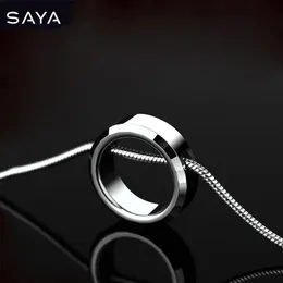 Charms runda hänge med 1,5 mm Titanuim stålkedjan halsband för par smycken gravering 231204