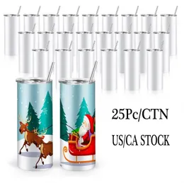 US/CA Stock 20oz Sublimation Occs tumplers double walked coups stefulate Steeld Stains Strain Water Bottles for DIY Printing 0324