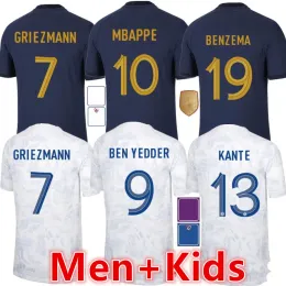 club Full jerseys French 2022 soccer jersey Sets 2023 BENZEMA MBAPPE GRIEZMANN COMAN PAVARD KANTE Maillot de foot equipe Maillots kids kit M
