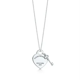 Collane con ciondolo Moda Si prega di restituire a New York Collana con chiave a cuore Originale 925 Sier Love Charm Donna Gioielli fai da te Regalo Clavicl274k