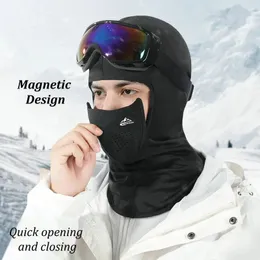 Cycling Caps Masks Winter Ski Mask Magnets Force Breathable windproof keep warm Quick Opening and Closing Cycling Scarf Protective Caps 231204