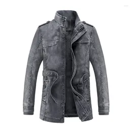 Men's Jackets Men Long Leather Jacket Plus Velvet Warm Faux Casual Pu Outerwear Coats Fashion Winter Outdoor Motorcycle