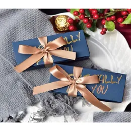 Gift Wrap Square Kraft Paper Box Gift Wrap Bowknot Cardboard Packaging Valentine039S Day Gifts Candy Storage Case With Ribbon2493802 D Dhcrn