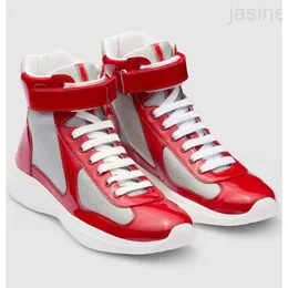 Wholesale -- Men Americas Cup High-top Sports Shoes Bike Fabric Patent Leather Sneaker Shoe Mesh Breath Trainer Outdoor Casual Waking EU38-46