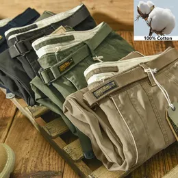 Men's Pants Brand Cotton Casual 2023 Spring Men Fashion Metal Belt Buckle Cargo Hip Hop Trouser Man Pant 28-38