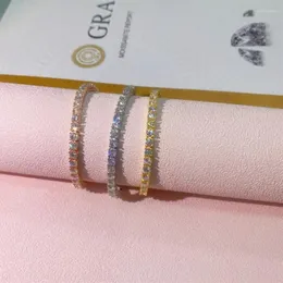 Charme pulseiras real 4mm moissanite espumante diamante cheio gra 925 prata esterlina casamento noivado festa jóias para womencharm208i