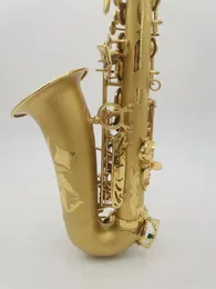 Högklassig antikfinish EB E-flat Alto Saxofon Sax Shell Key Carve Mönster Trävind Instrument med fall Övriga Aeccessaries 111