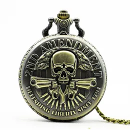 Vintage Steampunk Bronze hochwertige Totenkopf Quarz Taschenuhr Modestil Weihnachtsgeschenk Anhänger td2022215M