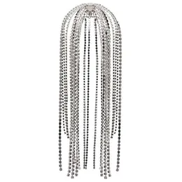 StoneFans Trendy Rhinestone Hair Accessories Chain for Women Jewelry Elegant Full Crystal Tassel Hairbands Long Chain Headwear W01296f