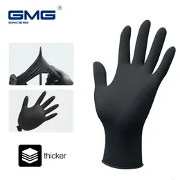Five Fingers Gloves Nitrile Waterproof Work GMG Thicker Black gloves for Mechanical Chemical Food Disposable 231204