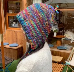 Beralar Örme Şapka Sıcak Beanie Şık Kadınlar Kış Dantel Yukarı Kayış Elastik Kubbe Rüzgar Geçirmez Katlanabilir Lady Cap Yumuşak