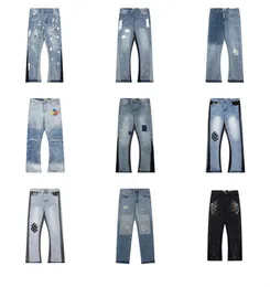 Jeans Mens Designer Speckled Carta Imprimir Denim Calças Slimming Jean Womens Decoração Casual Azul Bordado Reto Impressão Cargo Calças Sweatpants Gallay